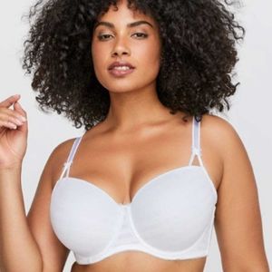 40H White Stripe Mesh Lace Bra